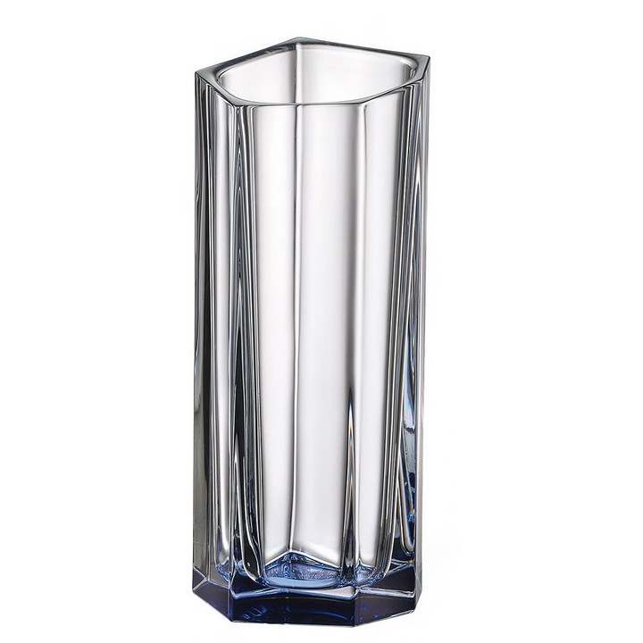 Vaza cristal Bohemia Bazalt albastru transparent 12.5x10.9x30cm