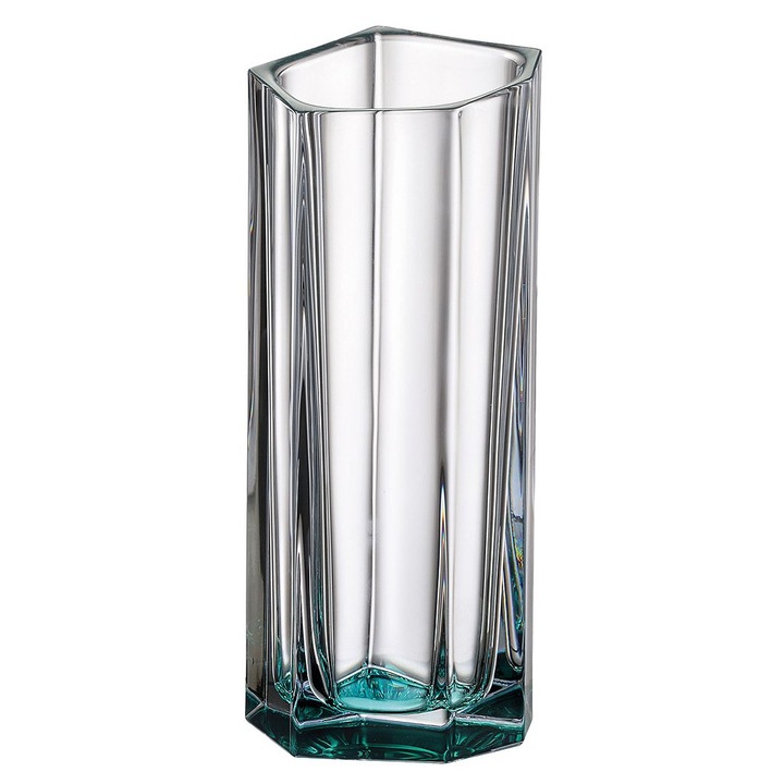 Vaza cristal Bohemia Bazalt verde transparent 12.5x10.9x30cm