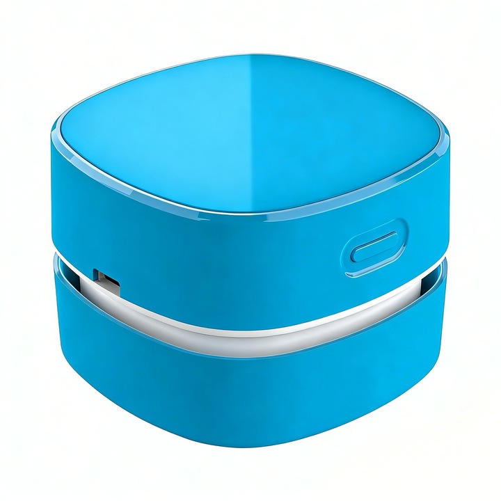 Mini aspirator de mana fara fir, aspirator portabil reincarcabil pentru birou, curatitor compact de birou pentru acasa cu aspiratie puternica, albastru