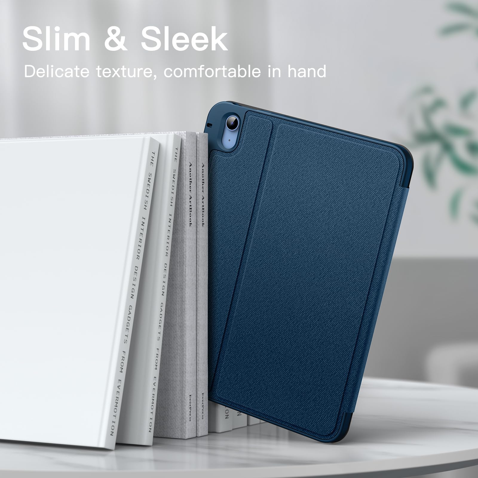 Husa Tableta Stand Reglabil Si Suport Stylus, Compatibila Cu iPad 11th/10th Gen, Functie Auto-Wake/Sleep, Albastru