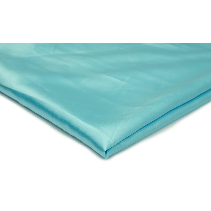 Satin fara adaugat elastan, Satinat neted cu stralucire, Turcoaz deschis 50 cm x 150 cm