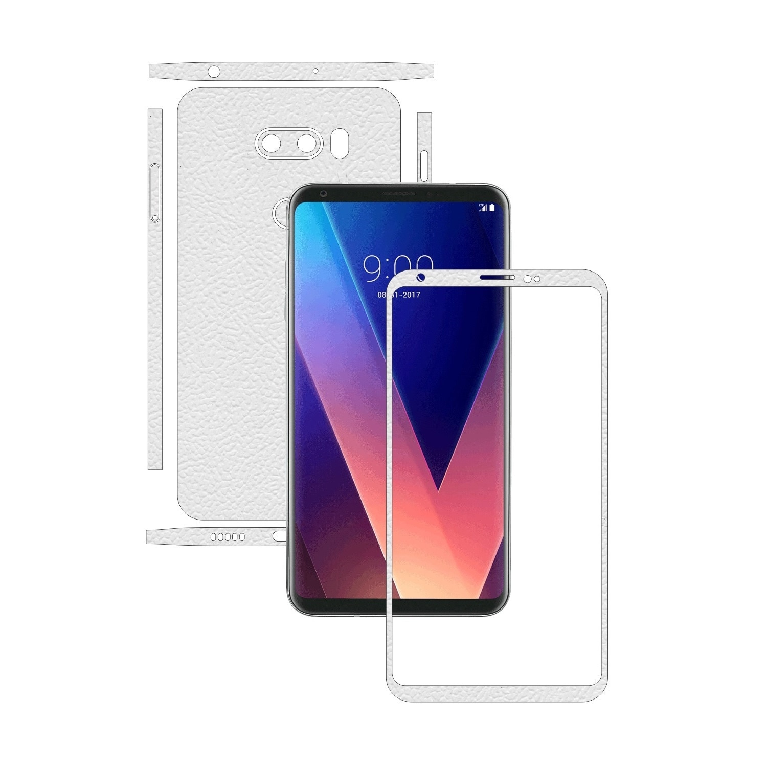 Folie de protectie Carbon Skinz, Husa de tip Skin Adeziv pentru Carcasa, Piele Alba dedicata LG V30S ThinQ