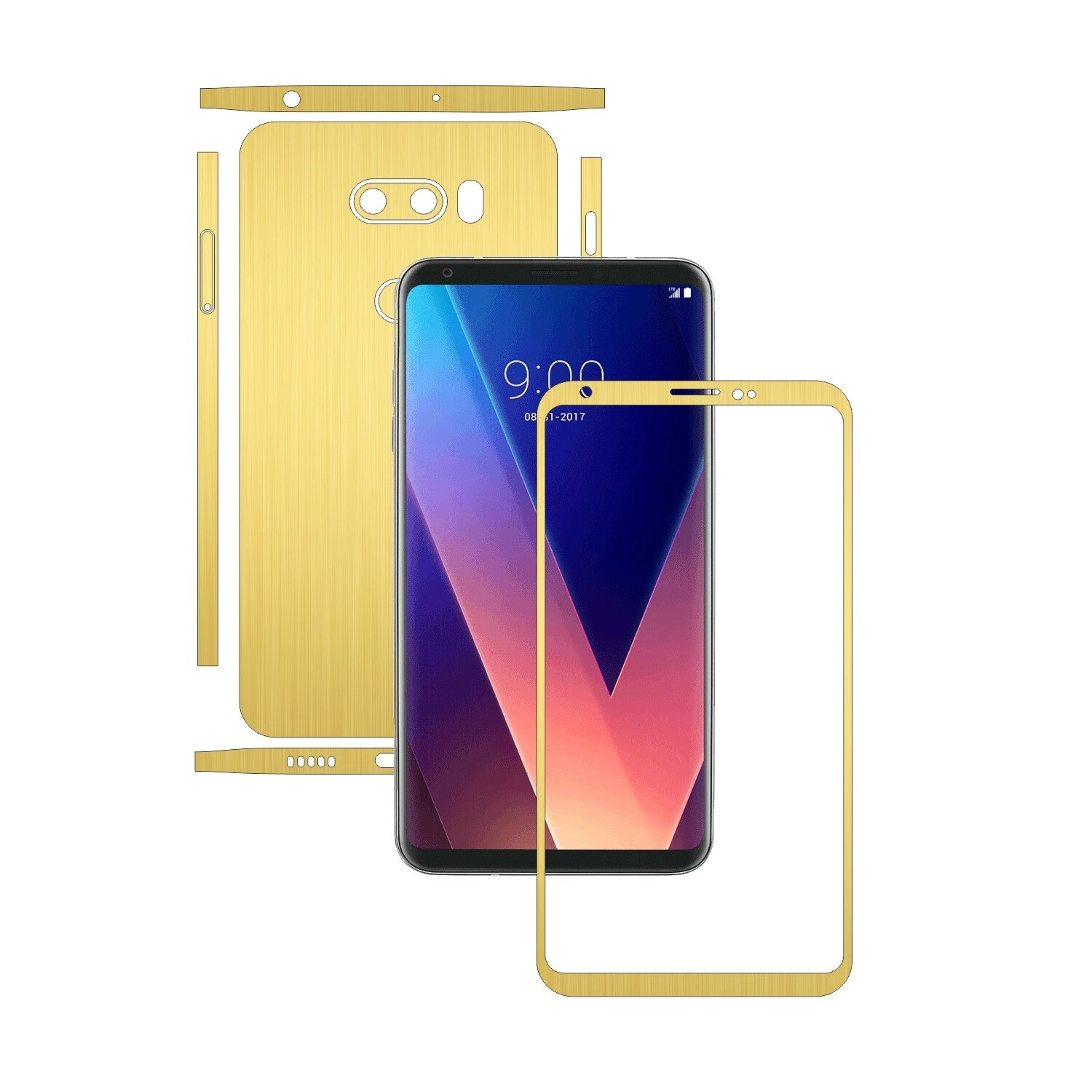 Folie de protectie Carbon Skinz, Husa de tip Skin Adeziv pentru Carcasa, Brushed Auriu dedicata LG V30