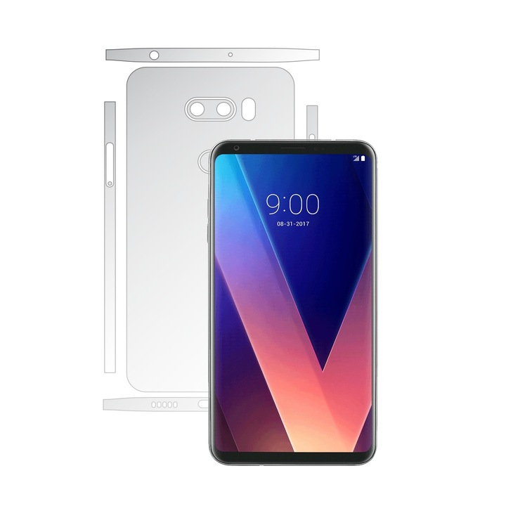 Folie Protectie Invisible Skinz Ultra-Clear HD, Husa Transparenta de tip Skin Adeziv pentru Carcasa si Laterale, dedicata LG V30