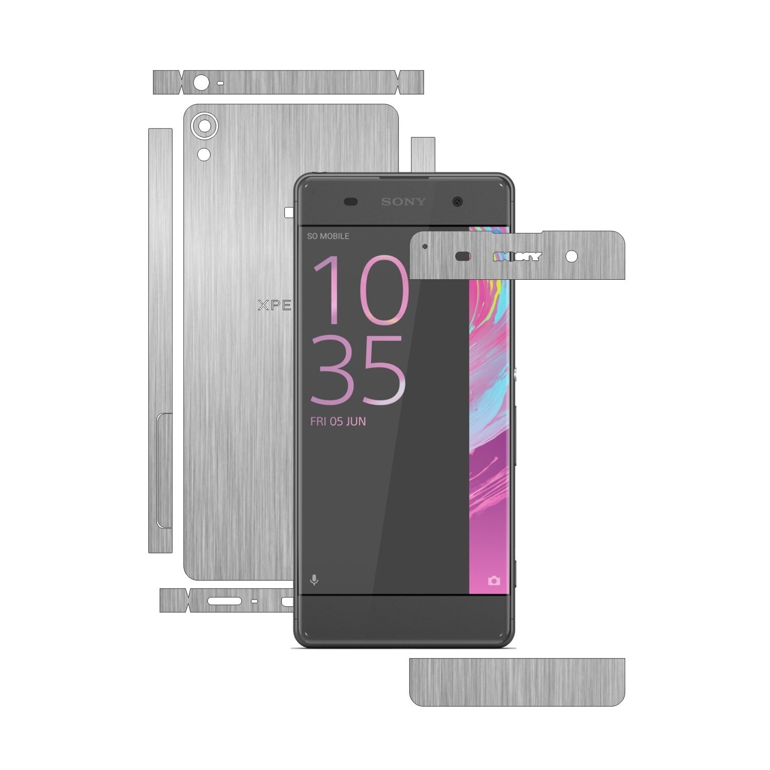 Folie de protectie Carbon Skinz, Husa de tip Skin Adeziv pentru Carcasa, Brushed Argintiu dedicata Sony Xperia XA