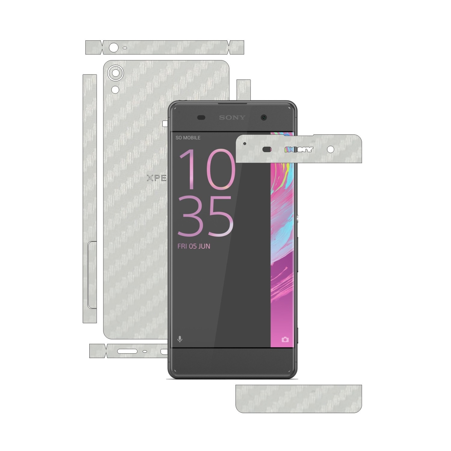 Folie de protectie Carbon Skinz, Husa de tip Skin Adeziv pentru Carcasa, Carbon Alb dedicata Sony Xperia XA