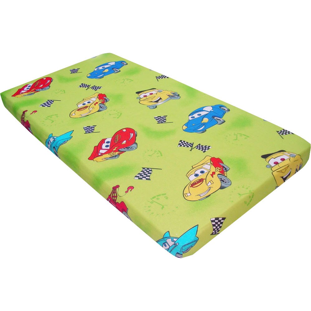 Cearceaf cu elastic 120 x 60 cm masinute verde