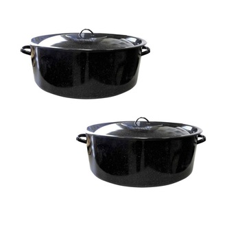 Pachet - 2 x Cratita emailata cu capac, 8L Pachet - 2 x Cratita emailata cu capac, 8L