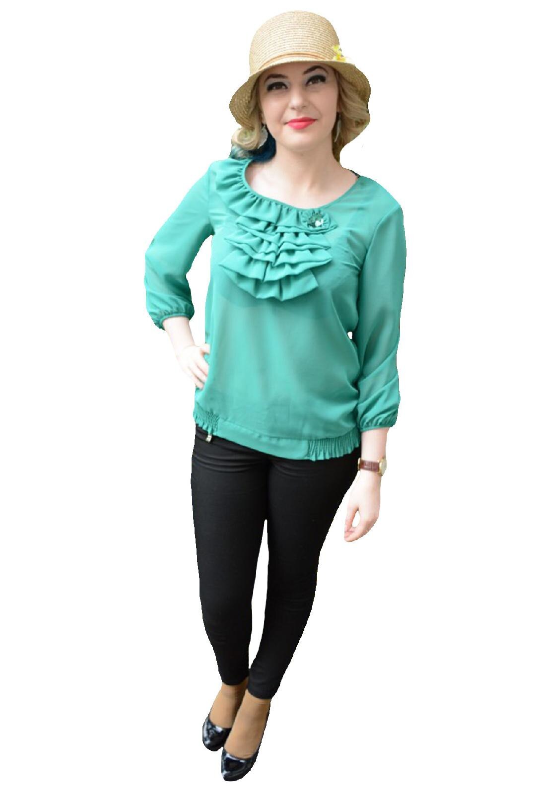 Bluza cu maneca lunga, D&J Exclusive, Turcoaz