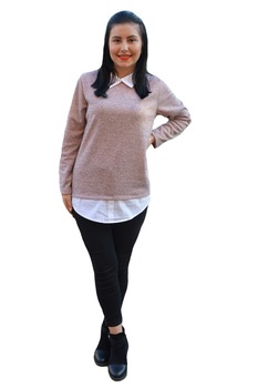 Bluza Ania casual-bussines din tricot ,D&J Exclusive, pudra Bluza Ania casual-bussines din tricot ,D&J Exclusive, pudra