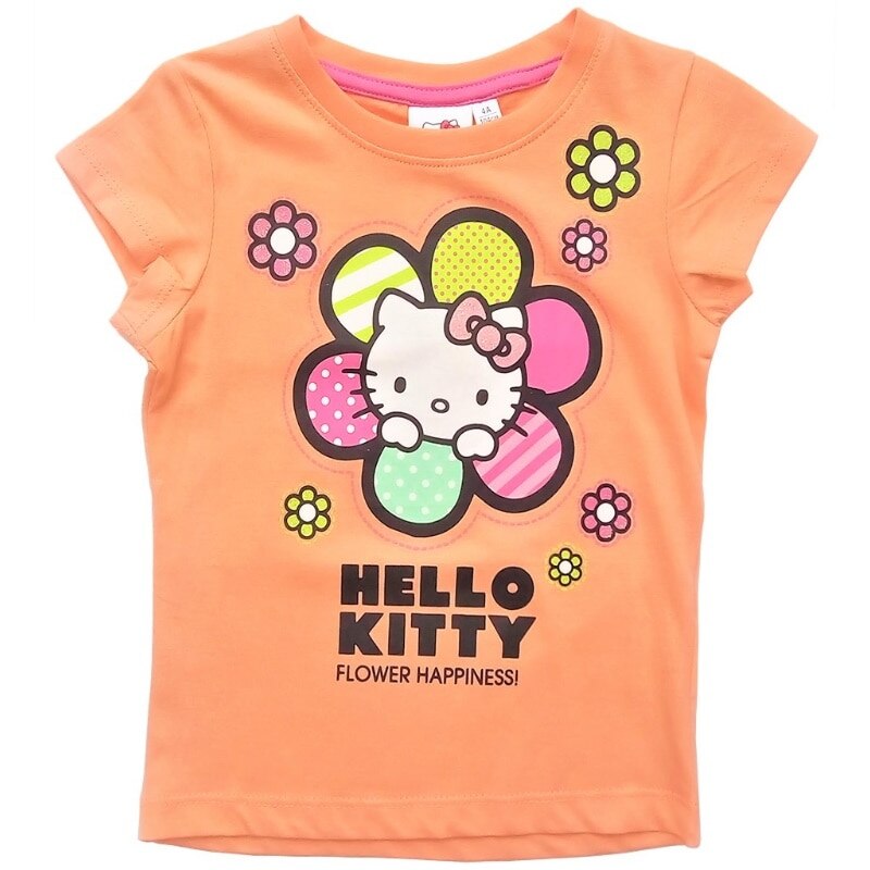 Bluza cu maneca scurta , Hello Kitty, Portocaliu, 128 CM
