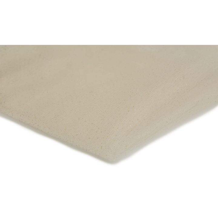 Tul cu sclipici Crem, 100% poliester, 50 cm x 150 cm