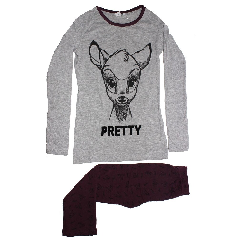 Pijama cu pantalon 3/4, Disney, Bambi, gri