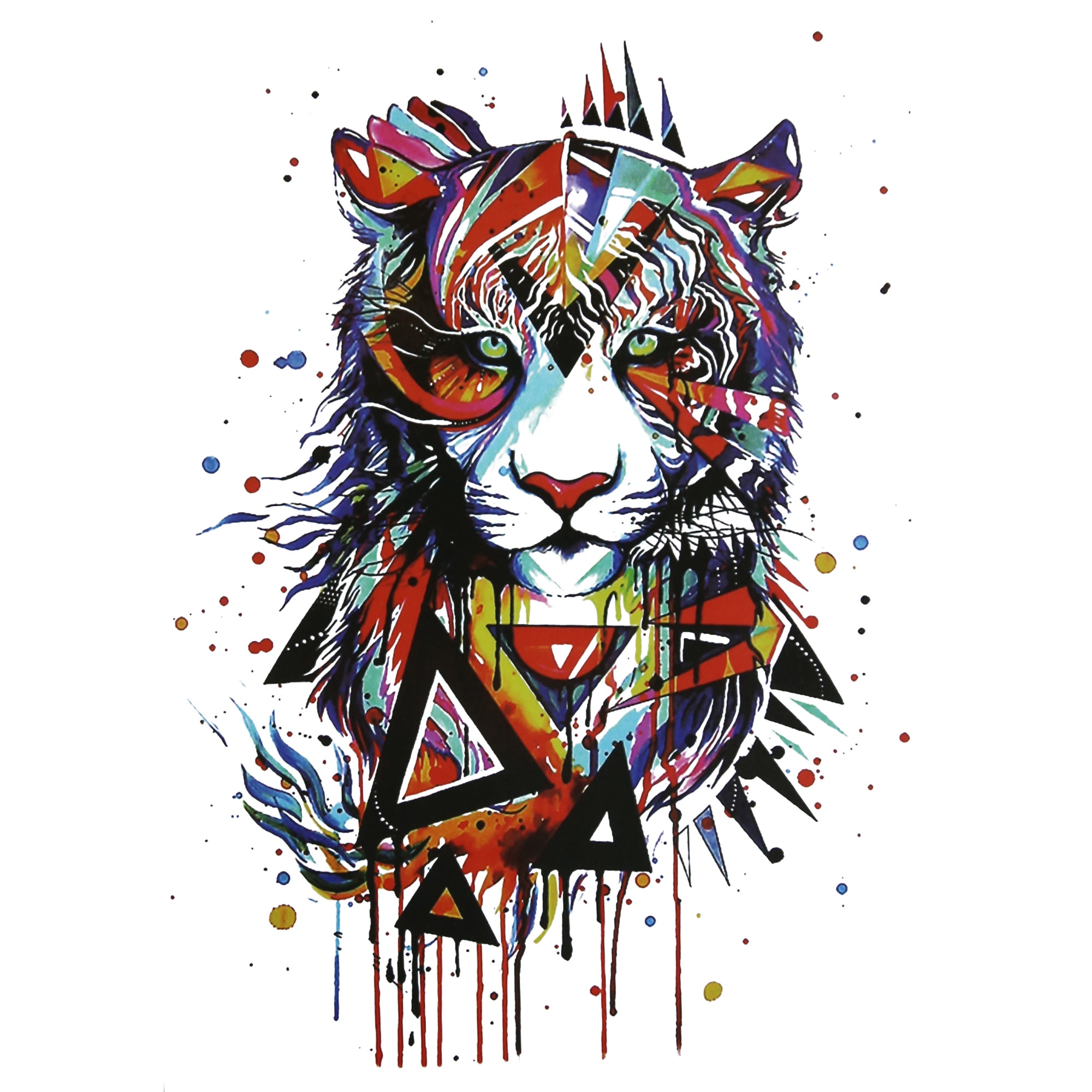 Tatuaj temporar, Flash Tattoos Romania, Tigru Visual Inception, rezistent la apa, aplicare rapida, 15x21 cm