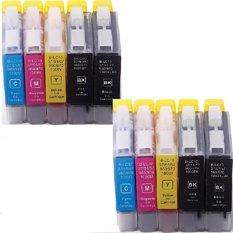 LC1000 Set 10 cartuse compatibile cu Brother inkjet LC1000M LC960 LC970M culoare 4 BK + 2M + 2C+ 2Y