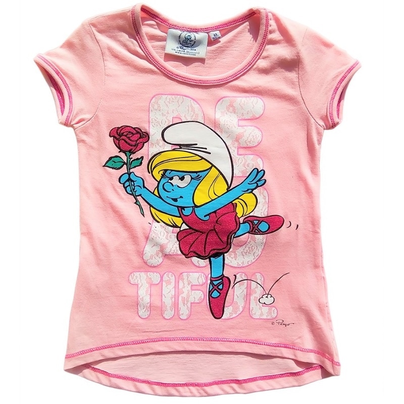 Bluza cu maneca scurta Disney Strumfita, Roz