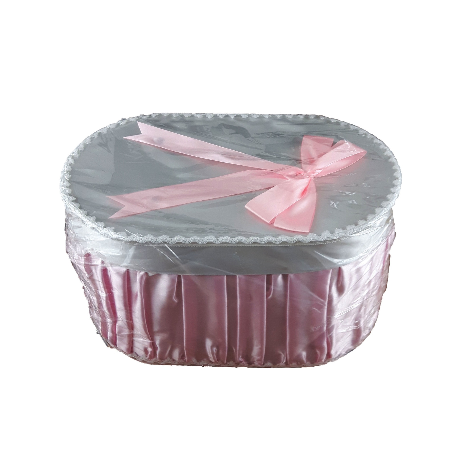 Cutie ovala, culoare roz, pentru transport trusou