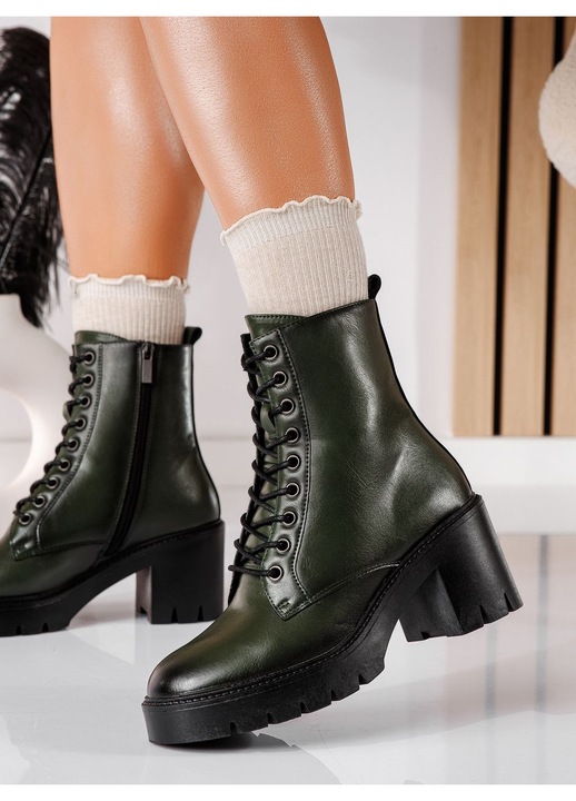 Botine dama, OneFashionRoom, Botine dama imblanite verzi din piele ecologica Riya #20529, Verde, 36 EU