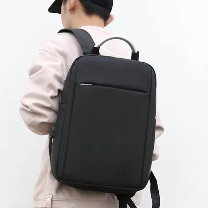 Rucsac business barbati, capacitate mare, port USB, negru, 17 inch