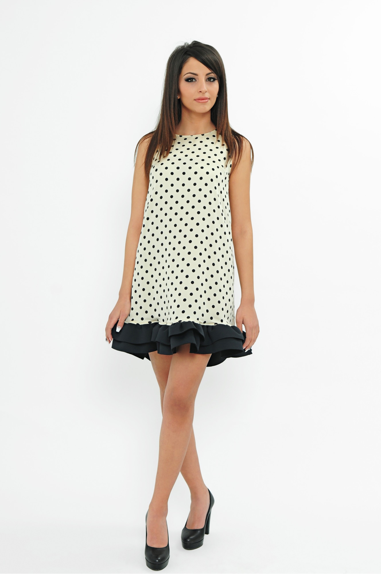 Rochie de dama MARYETT Ivonne, Dots, Bej