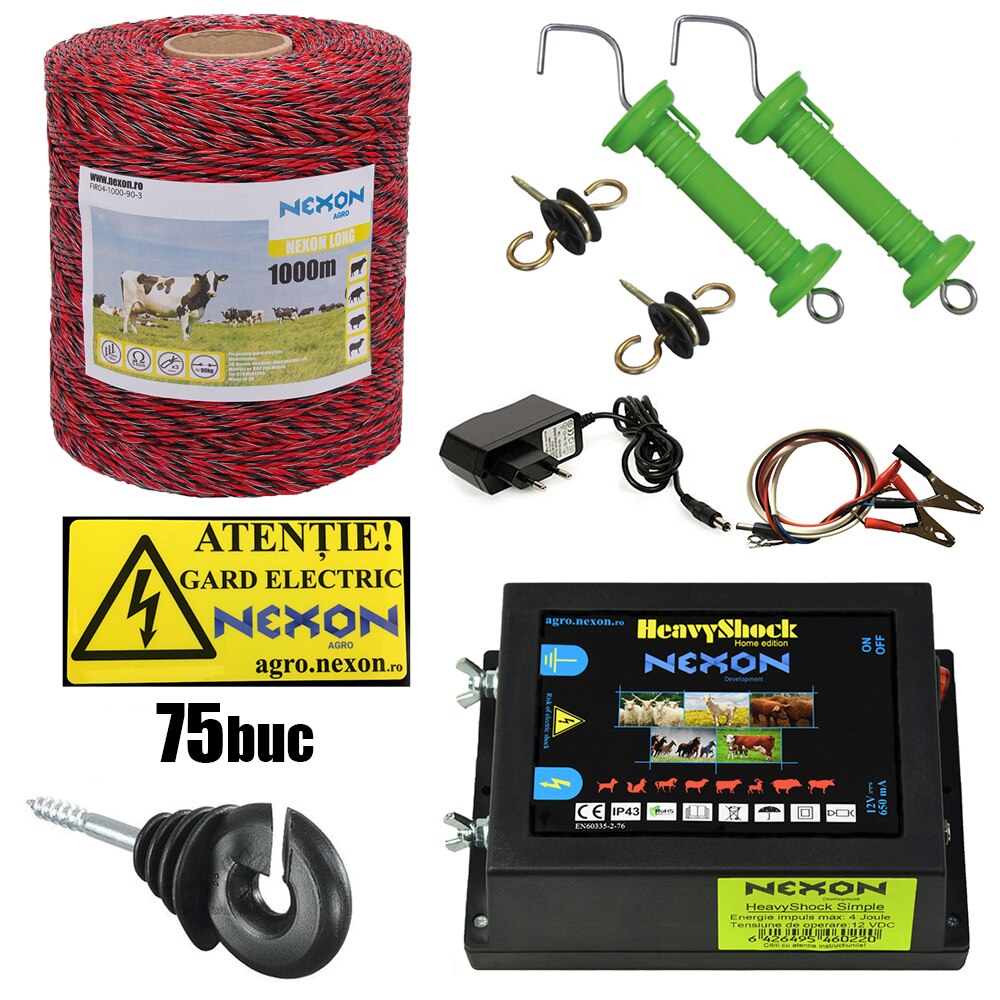 Pachet gard electric NEXON Simple 4J 12V+230V , 500m