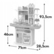 Детска кухня HOME KITCKEN, XXL, Многофункционална, Реалистични светлини и звуци, Интерактивен аспиратор, Дъска за писане, Фурна, Хладилник, Котлон, Кран с циркулация на водата, Без BPA, Сив