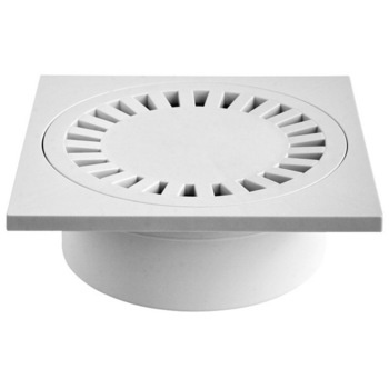 Sifon de pardoseala alb cu iesire verticala D100/H105 cu gratar de plastic 150x150 Sifon de pardoseala alb cu iesire verticala D100/H105 cu gratar de plastic 150x150