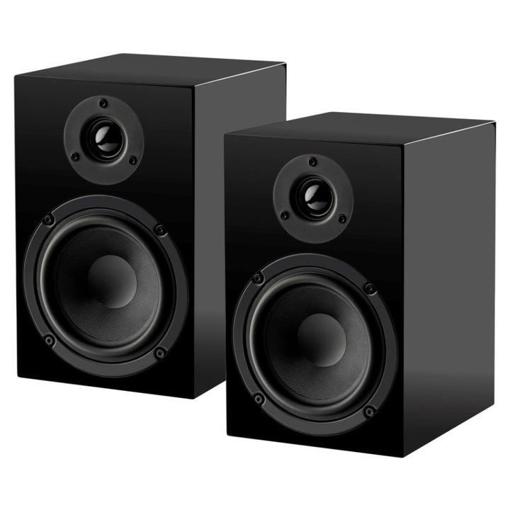 Boxe Pro-Ject Speaker Box 5 E, 2 cai, negru lucios, 26.5x16x19.8cm