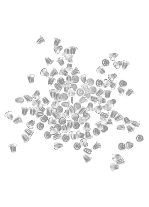 Zyblssbb, dopuri pentru cercei din plastic transparente, set 100 buc, dimensiuni aprox. 0,5 x 0,5 x 0,3 cm (3 x 5 mm), orificiu 0,5 mm