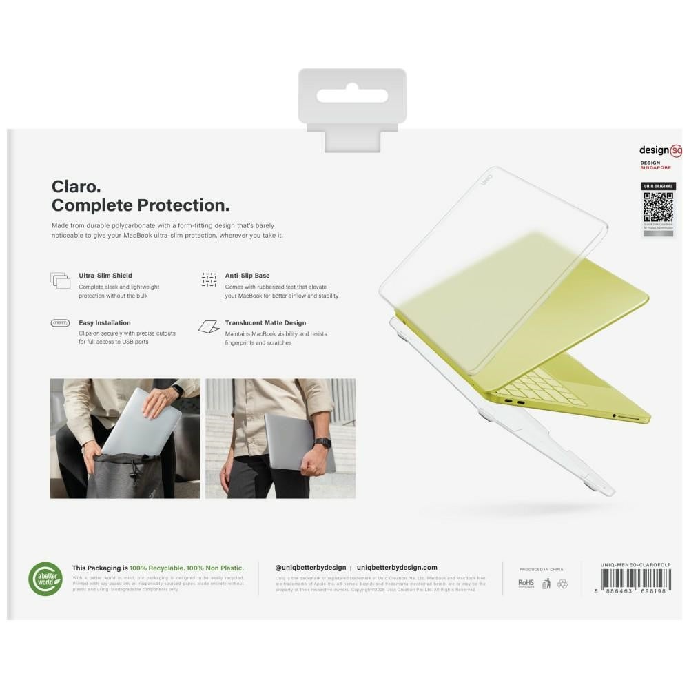 Carcasa laptop UNIQ Claro compatibila cu MacBook Neo 13 inch, Transparent