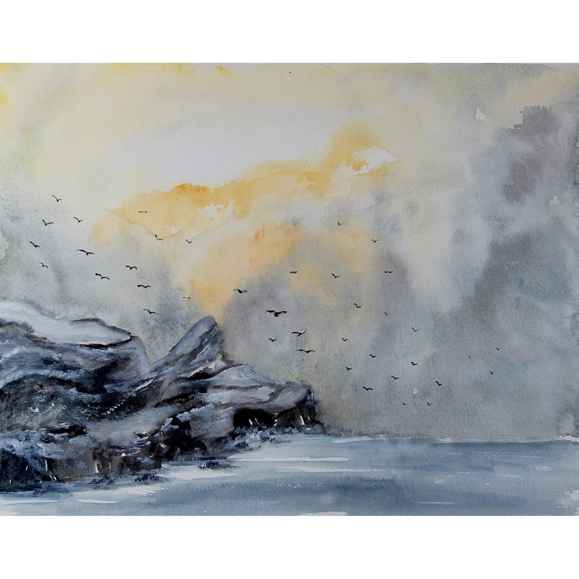 Tablou acuarela Stanci - tablou pictat manual Oana Pinzariu, dimensiune 21 * 29 cm