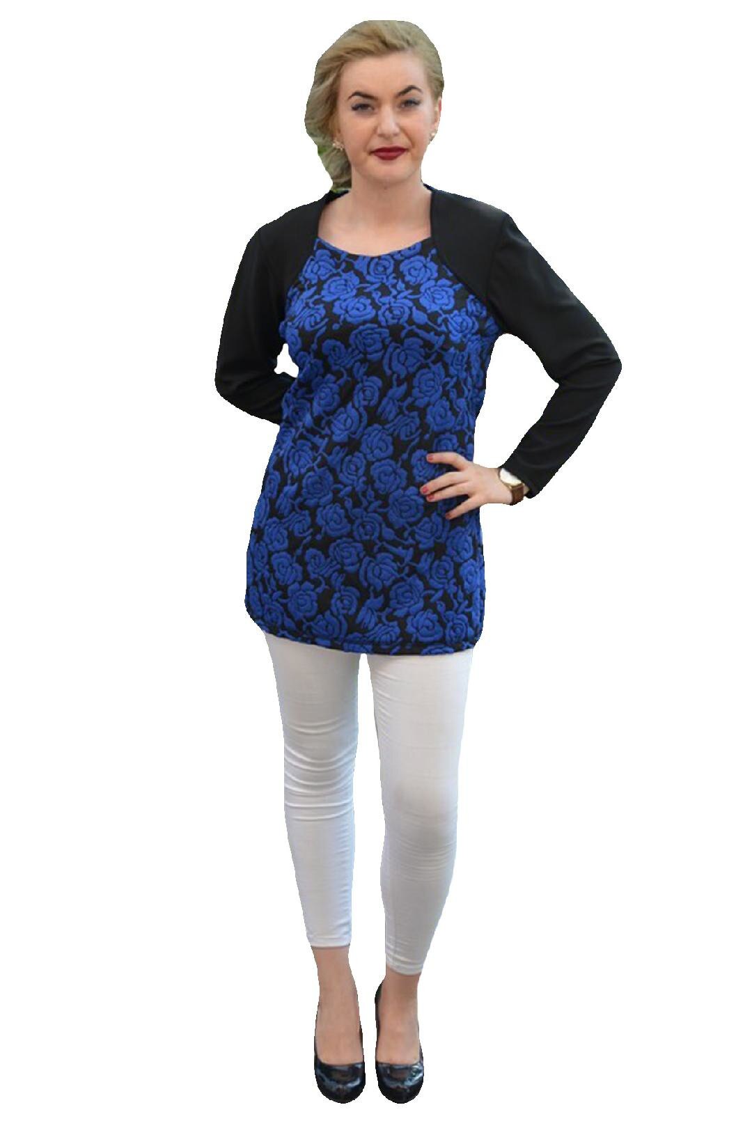 Bluza moderna cu design floral, D&J Exclusive, Albastru