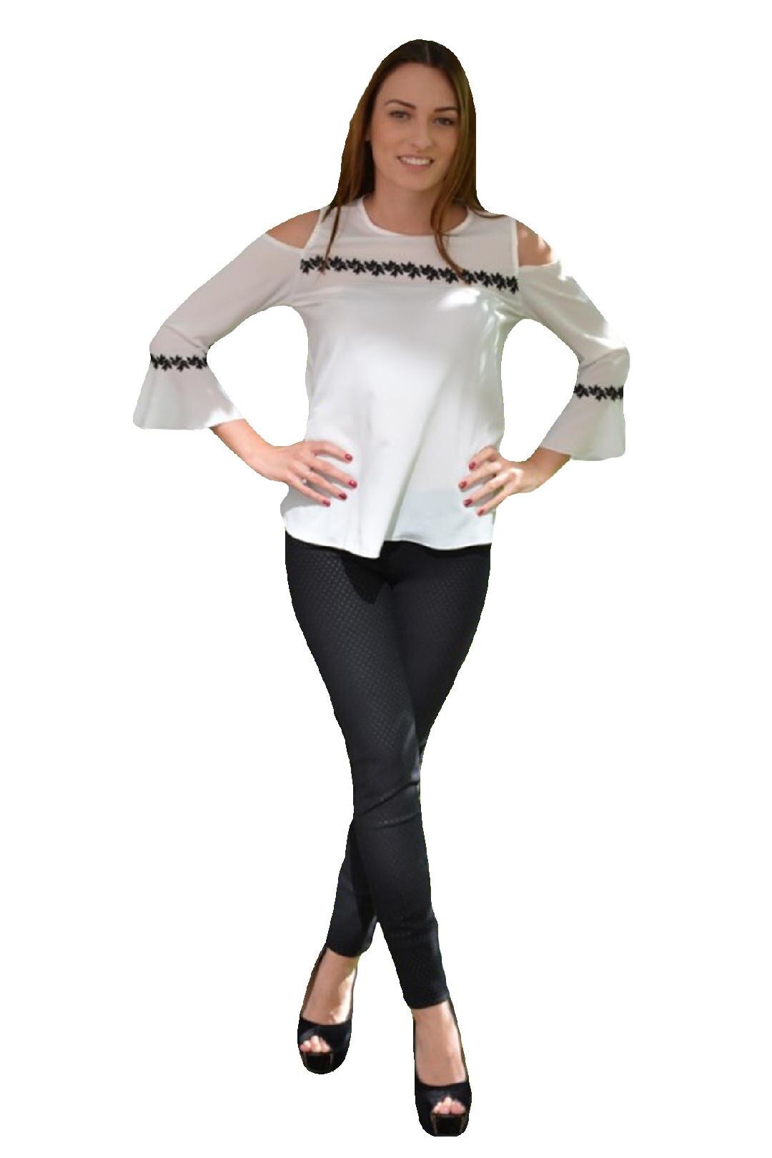 Bluza trendy de ocazie, model tineresc,D&J Exclusive, Alb/Negru