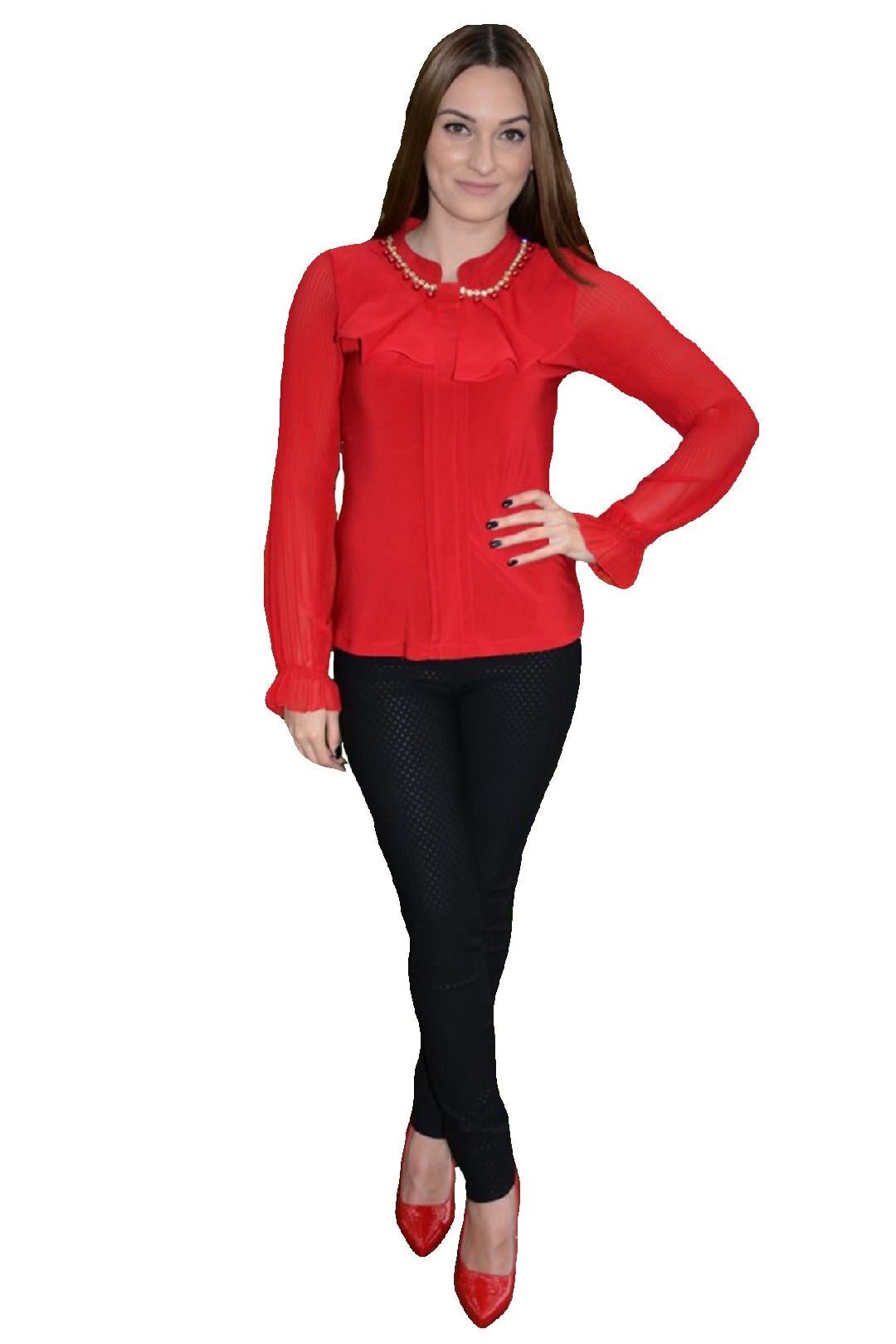 Bluza de ocazie cu design de colier, D&J Exclusive, Marsala