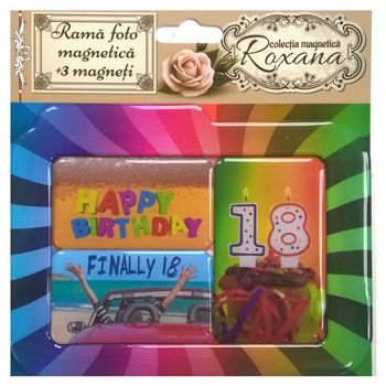 Set Rama foto magnetica + 3 magneti - Happy birthday 18 Set Rama foto magnetica + 3 magneti - Happy birthday 18