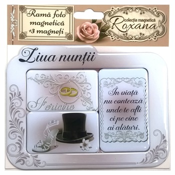 Set Rama foto magnetica + 3 magneti - Ziua nuntii Set Rama foto magnetica + 3 magneti - Ziua nuntii