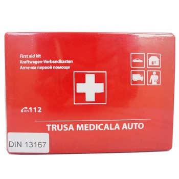 Trusa sanitara auto moto, mini, 5 ani, rosie, DIN13167 Trusa sanitara auto moto, mini, 5 ani, rosie, DIN13167