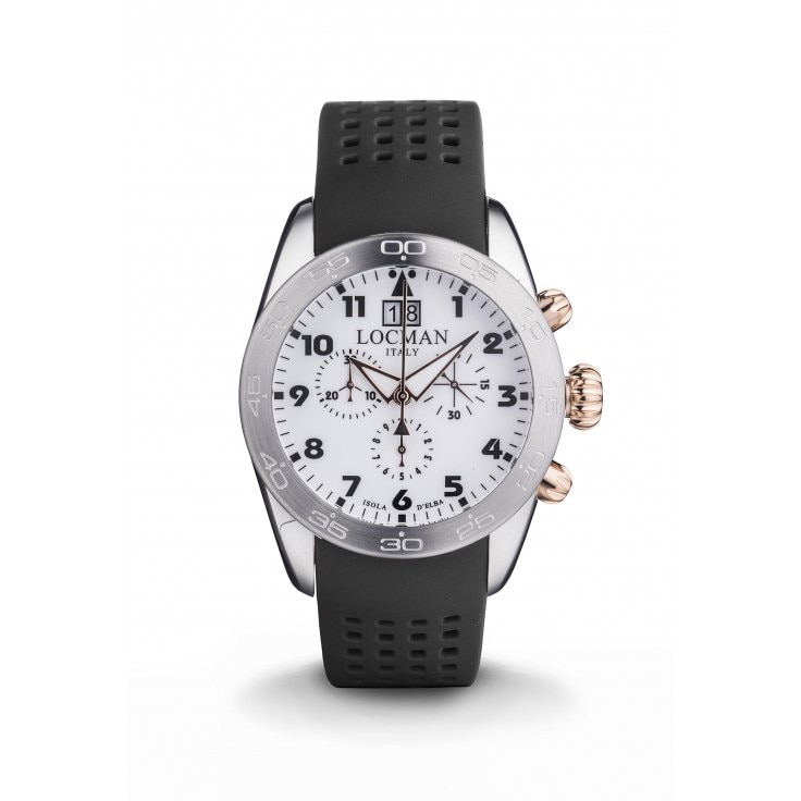 Ceas Barbatesc Locman Isola D'Elba Chronograf , Quartz , Otel , Titan , Aur Roz , Diametru 43mm