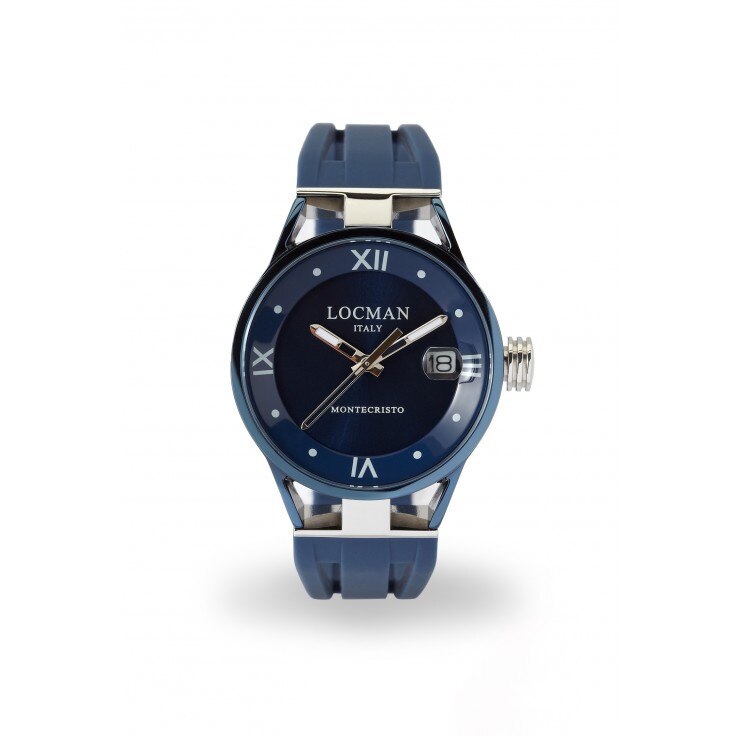 Ceas Casual de Dama Locman Montecristo 0521V06-BLBL00SB , Quartz Otel , Titan , Cauciuc Albastru , 34mm