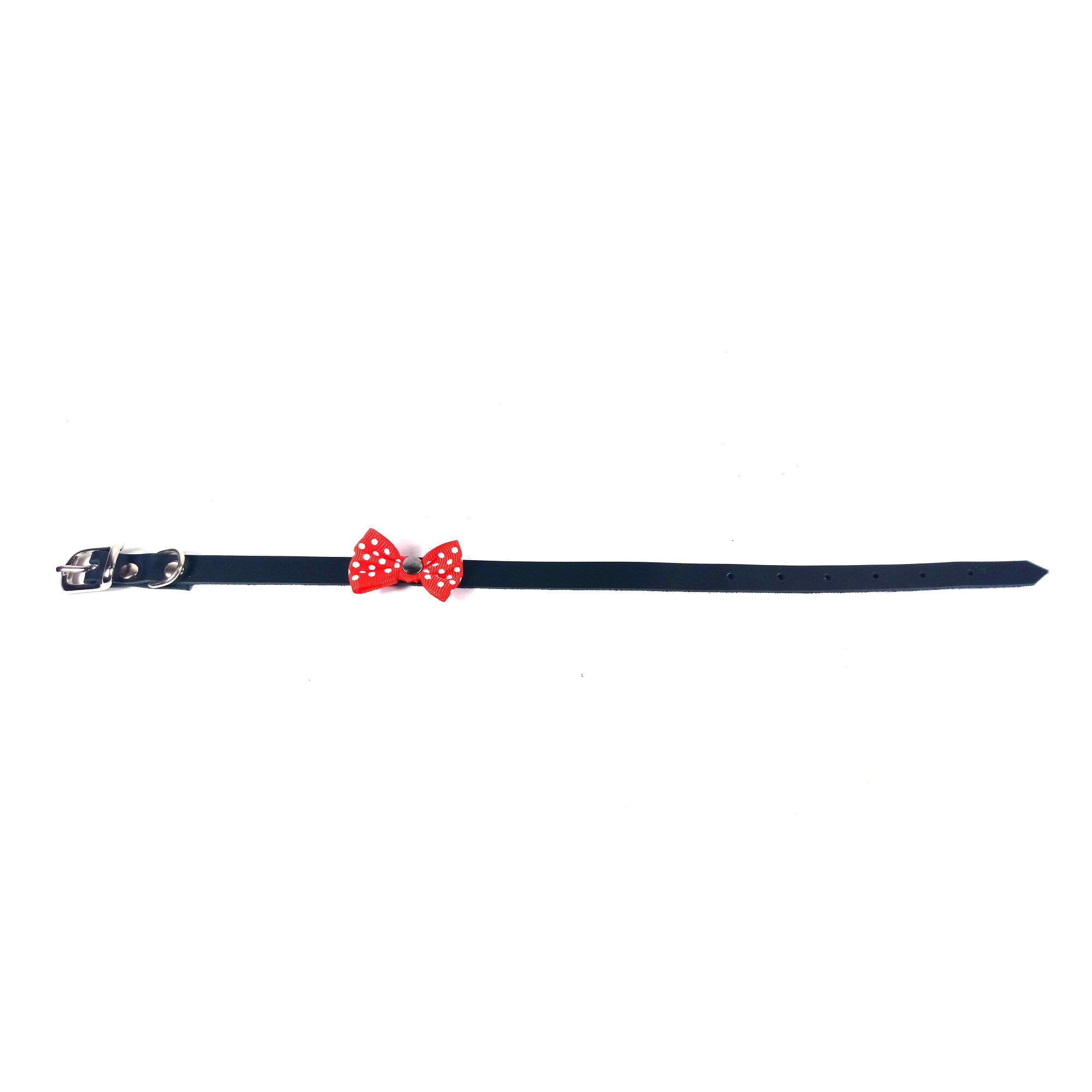 Zgarda de piele neagra cu fundita 10 mm x 33 cm