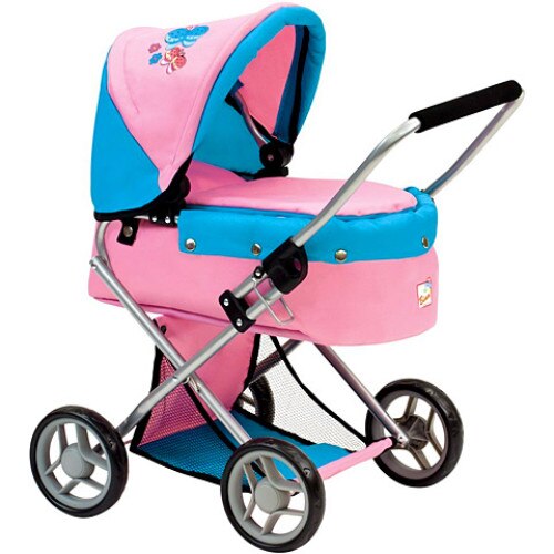 Carucior pentru papusi roz-albastru design fluture