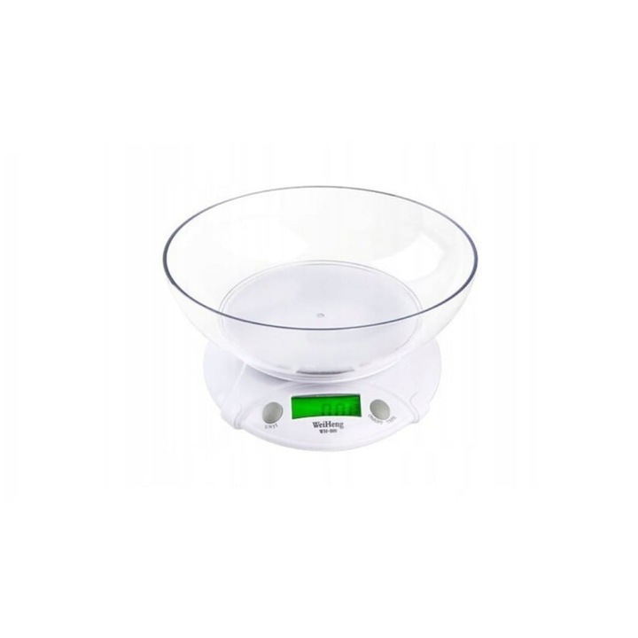 Konyhai mérleg beépített tálal, 5 kg kapacitás, LCD kijelző, Többszínű