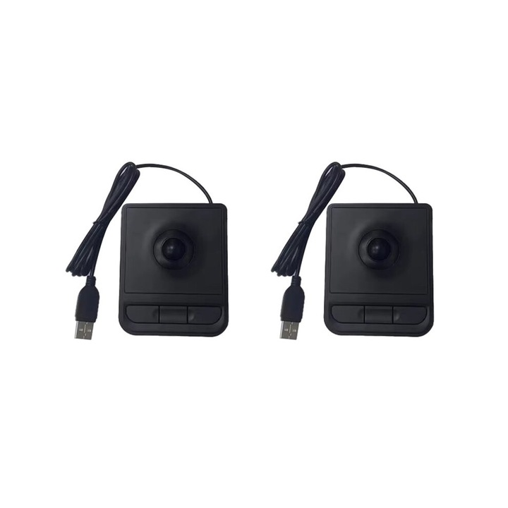 Комплект от 2 USB мишки с тракбол, черни, пластмасови, 2 бр