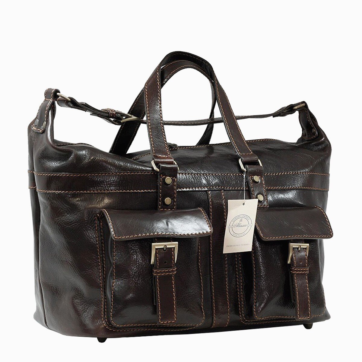 Geanta de voiaj maro, Suveran, din piele naturala vacchetta