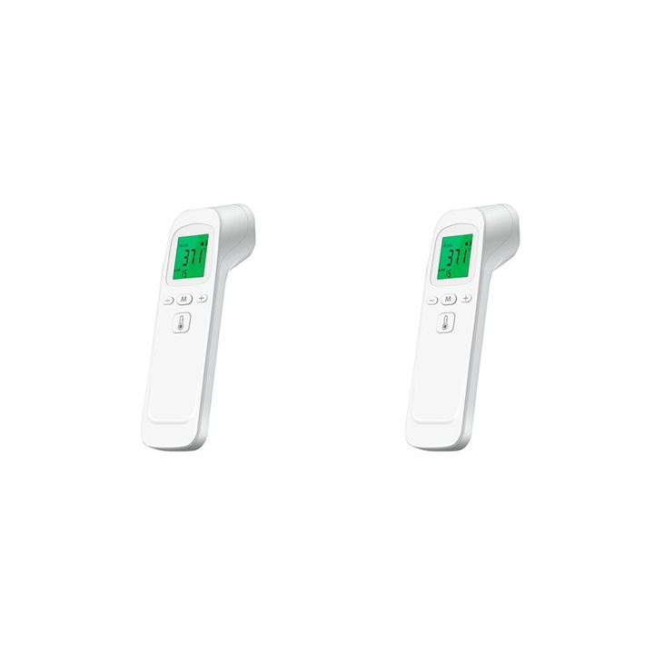 2 db érintésmentes homlokhőmérő készlet, digitális, fehér, kompakt