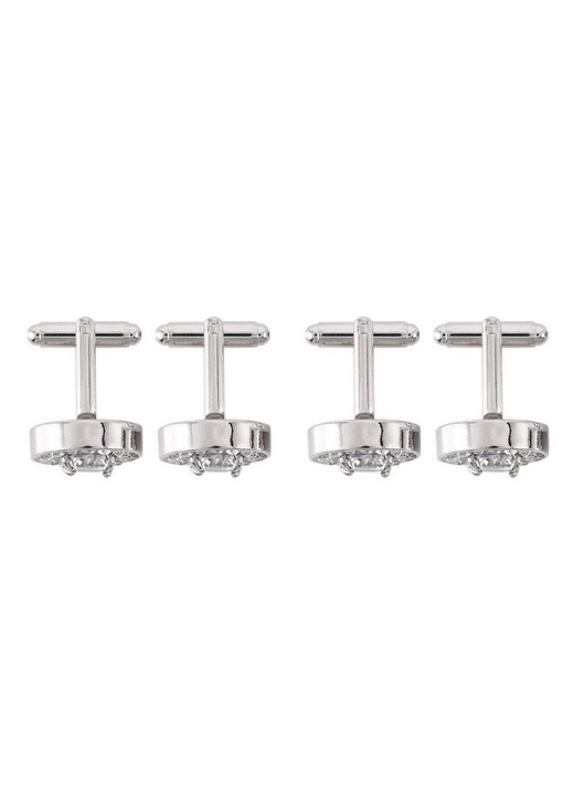 Set 2 perechi butoni camasa, diamant, alb, 15x15mm
