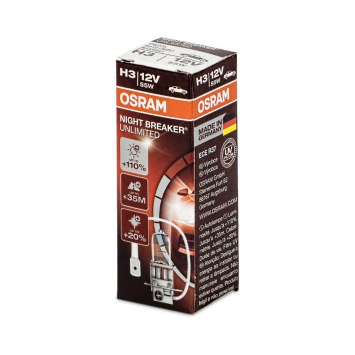 Bec auto Ostram NIGHT BREAKER UNLIMITED, H3, 12V, 55W, Halogen