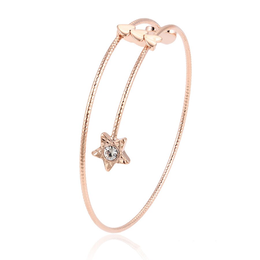 Bratara placata cu aur, decorat cu zirconia, Auriu