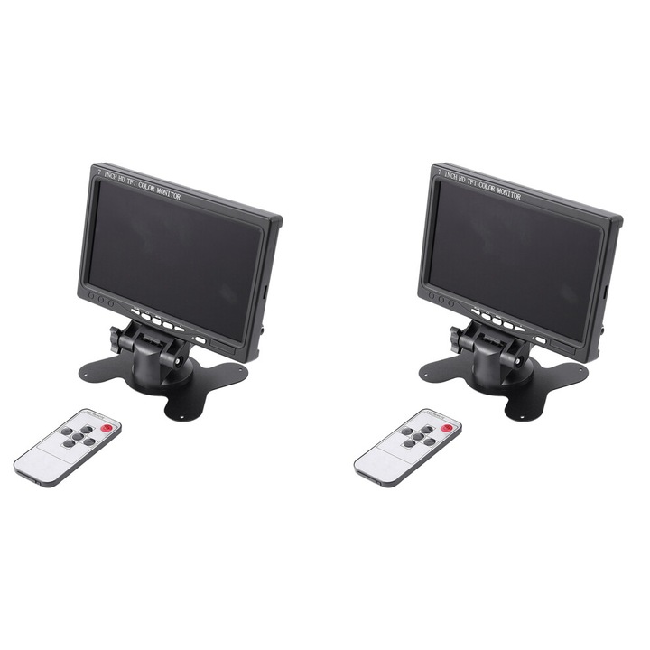 Set 2 monitoare portabile 7 inch, negru, 175x130x38mm, 1024x600, HDMI VGA AV