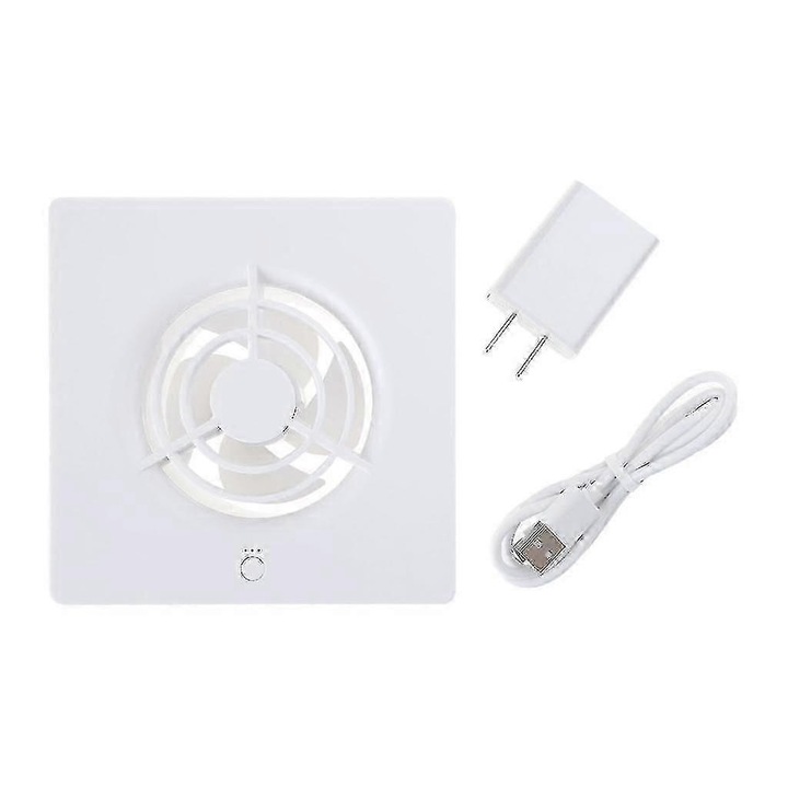 Ventilator de tubulatura, 3 viteze, plastic, alb, 12.2x12.2x5.5cm, set